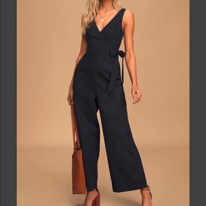 NWT It's a Wrap Navy Sleeveless Wide-Leg Jumpsuit